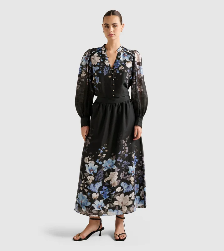 LIZZY Placement Printed Midi Skirt